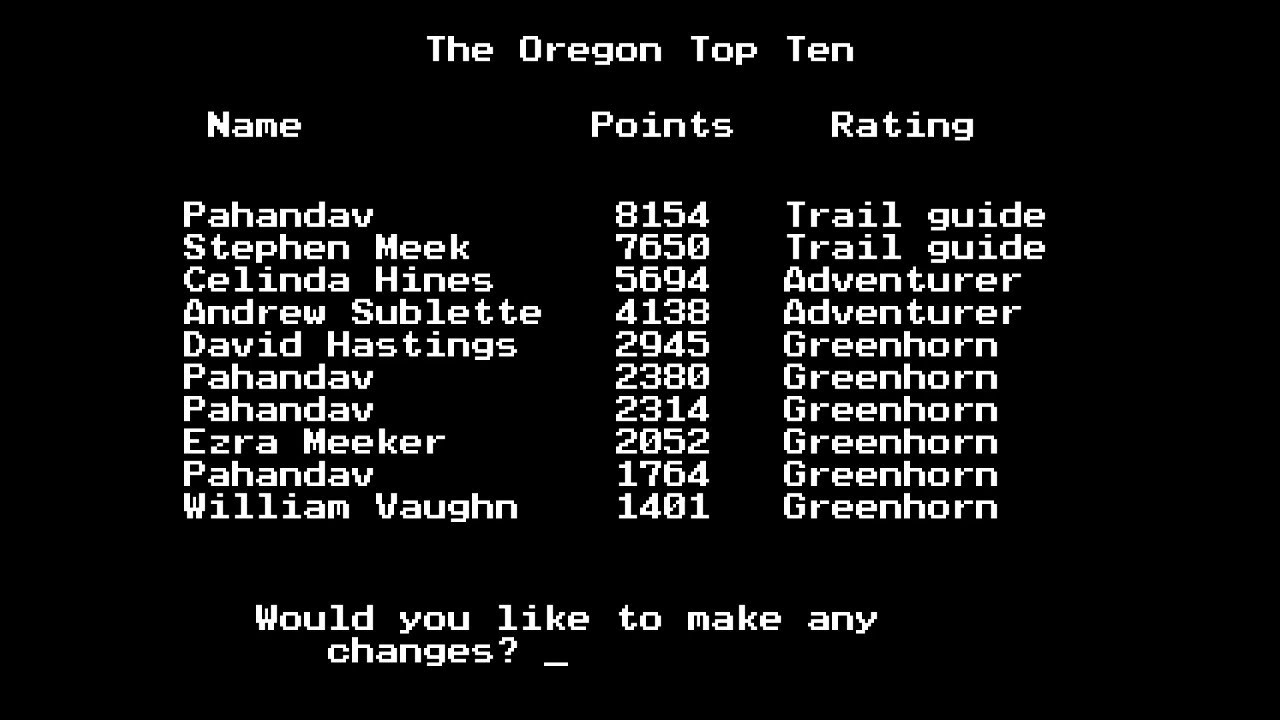 What is a good score on Oregon Trail?