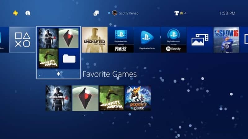 Games folders and applications PS4 menu